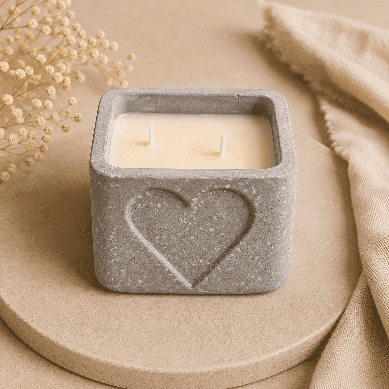 Heart Concrete Jar Candle