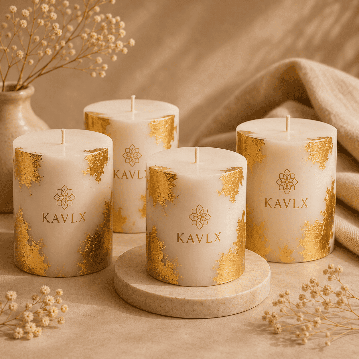 Gold Dust Candles – Set of 4
