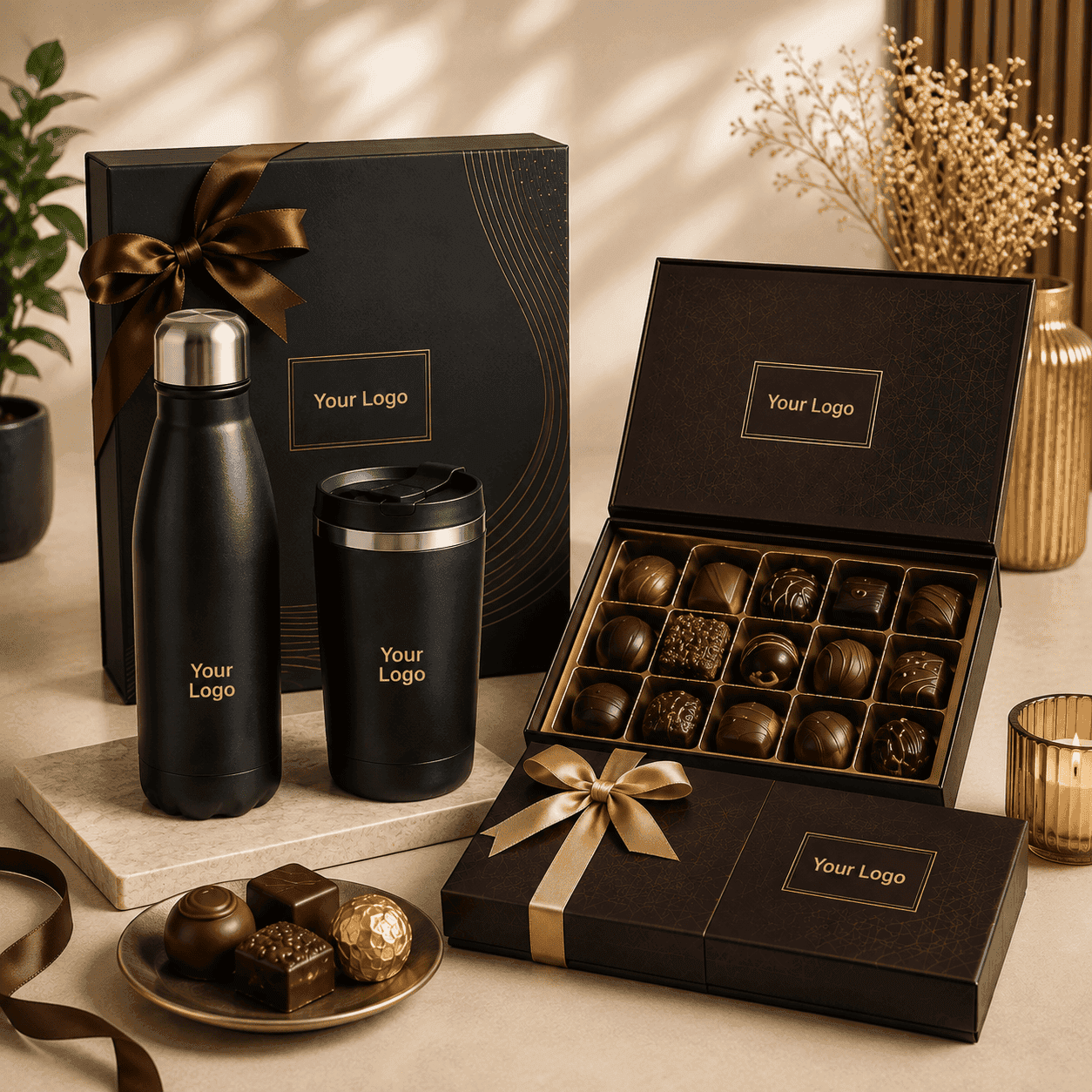 Vacuum Flask & Chocolate Gift Hamper