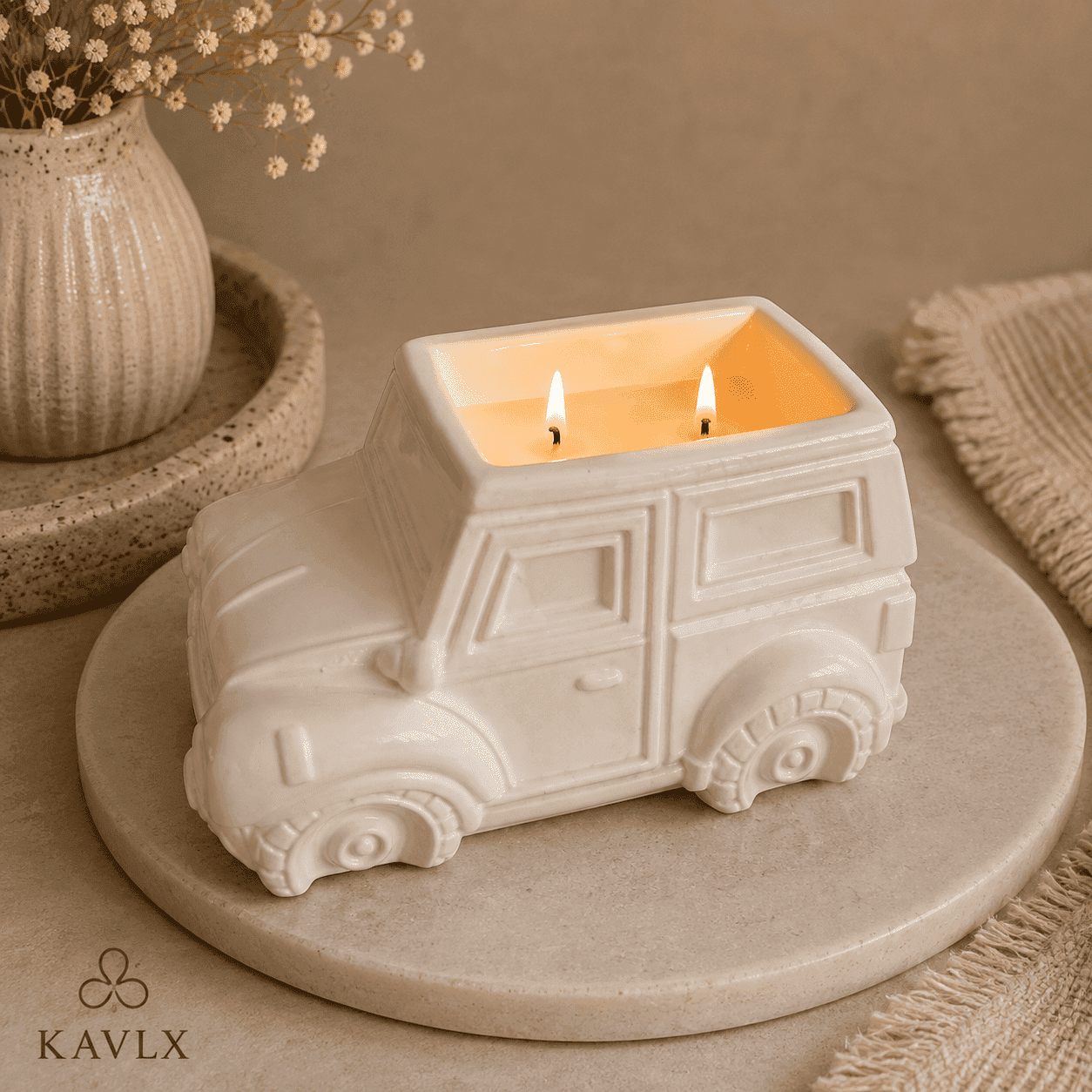 Vintage Jeep Candle